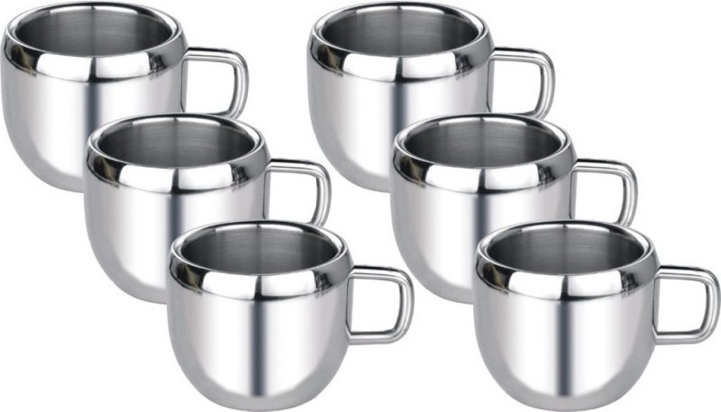 Everbuy ™ Set of 9 Double Wall Stainless Steel Tea and Coffee Cups