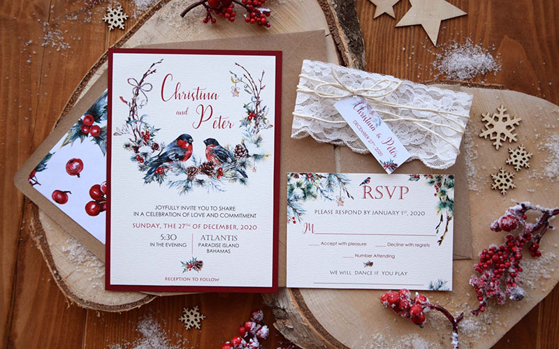 wintery wedding invitations for guests