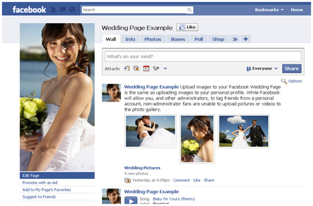 Make your wedding official on Facebook handle.