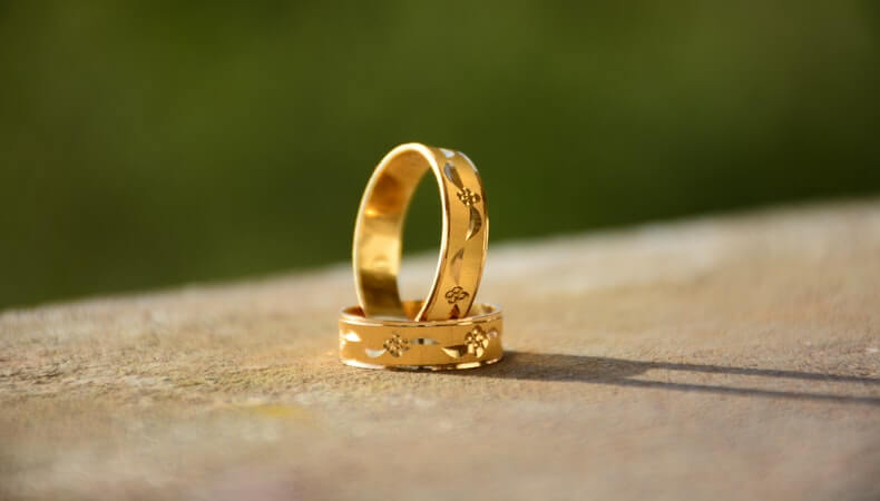 Golden Color Engagement Ring