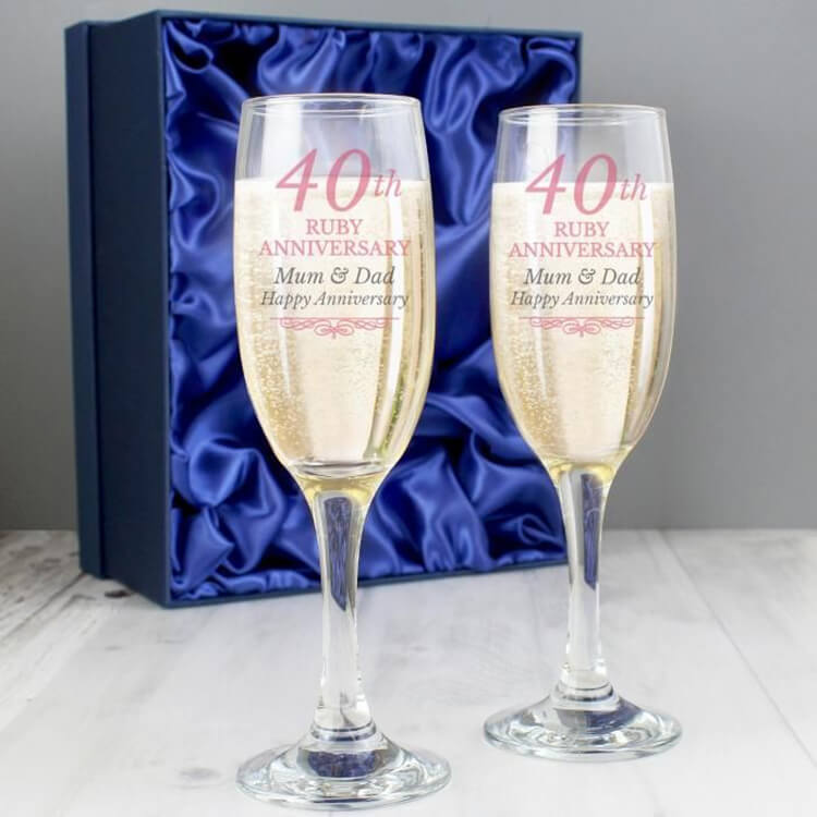 40 Years Happy Anniversary Wine Glass