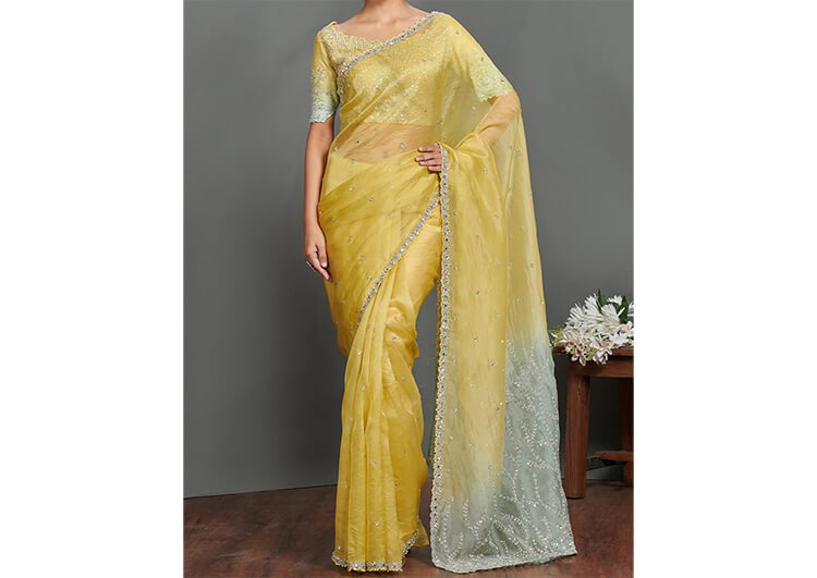 Exude Simplicity with Floral Embroidered Saree