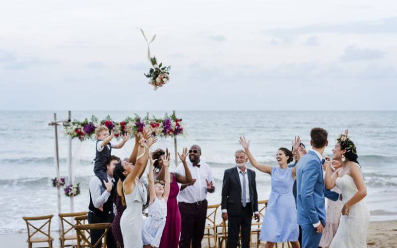 Simple wedding ceremony on beach