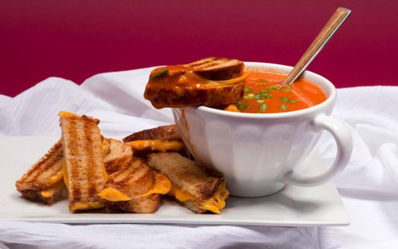 Mini Grilled Cheese Sandwiches with Tomato Soup