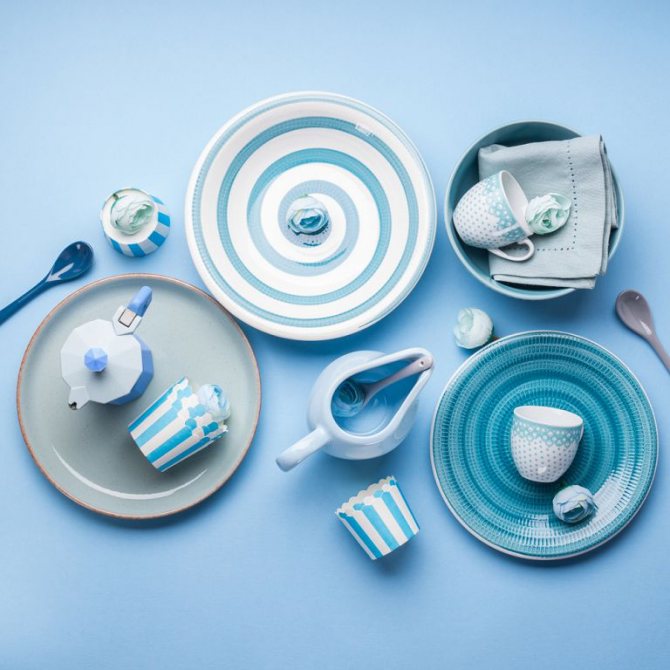 Pastel blue tableware