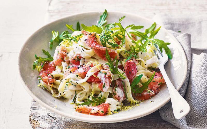 Salmon Fettuccine with Lemon Cream Sauce