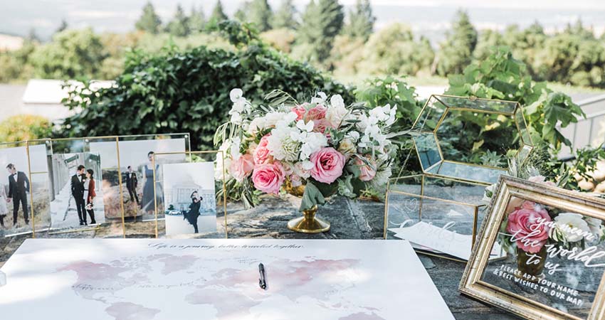 Welcome Table Flower Arrangements