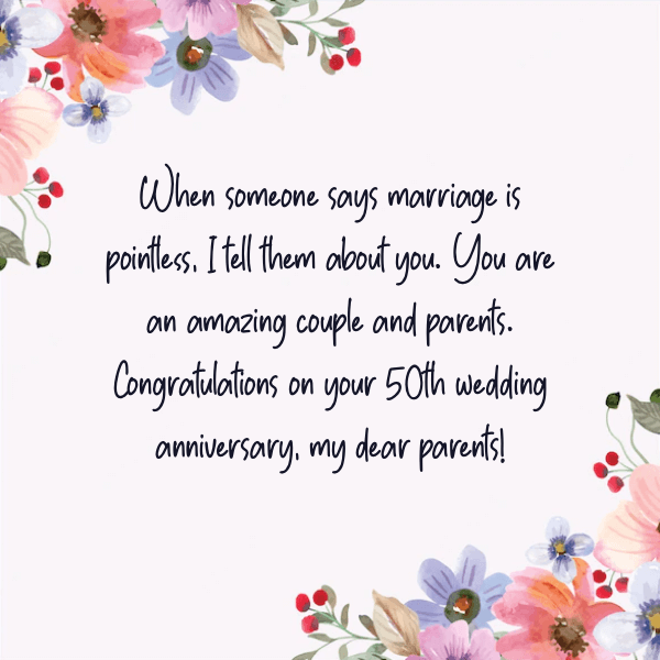 50th Wedding Anniversary Wishes for Parents