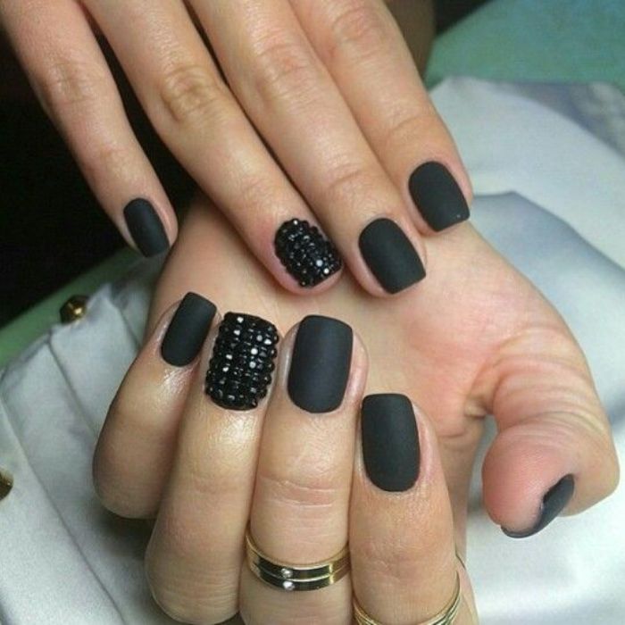 Bold with Black Nail Designs for Wedding