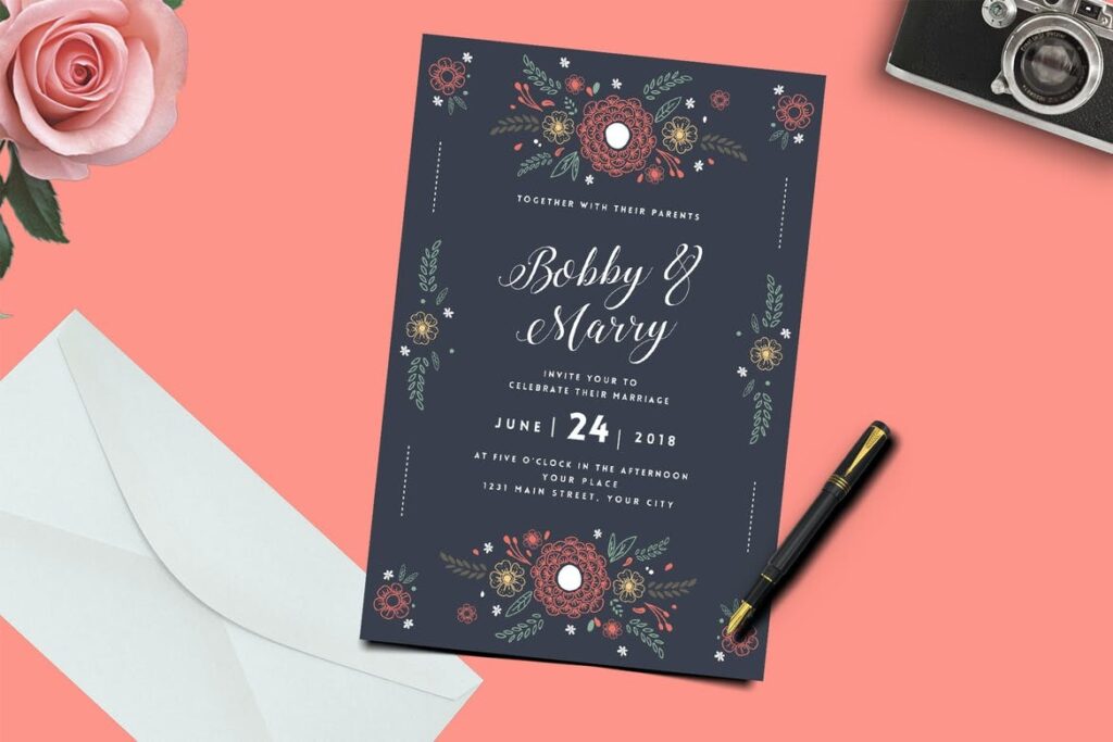 Modern love wedding invitations