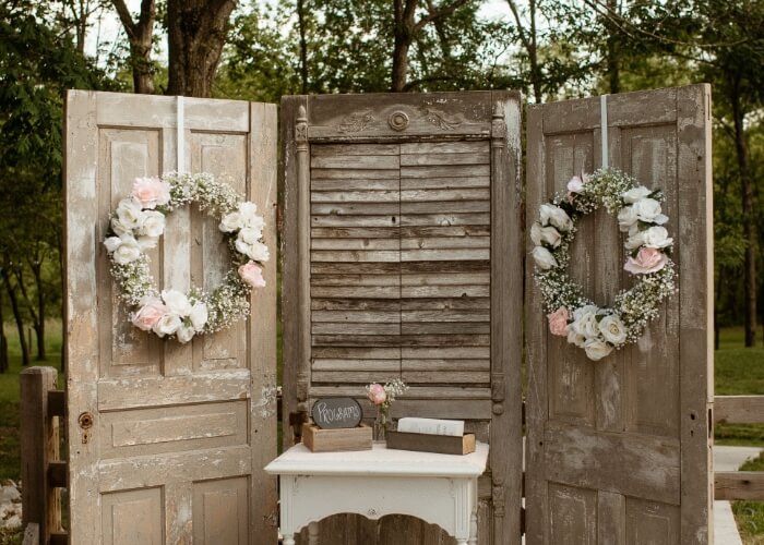 Refurbished Old Doors wedding backdrop ideas