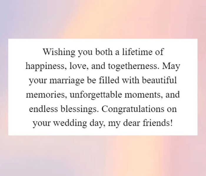 Wish you and your wife a great life ahead my dear brother May you two have a life filled with an abundance of love happiness and great moments Congratulations - Happy Wedding App Wish you and your wife a great life ahead my dear brother! May you two have a life filled with an abundance of love, happiness, and great moments. Congratulations!