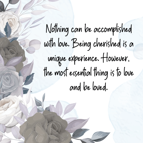 Nothing can be accomplished with love. Being cherished is a unique experience. However, the most essential thing is to love and be loved