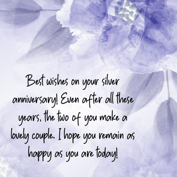 25th Wedding Anniversary Wishes for Couple