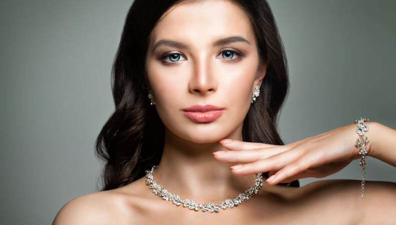 Girl wearing flower jewelry