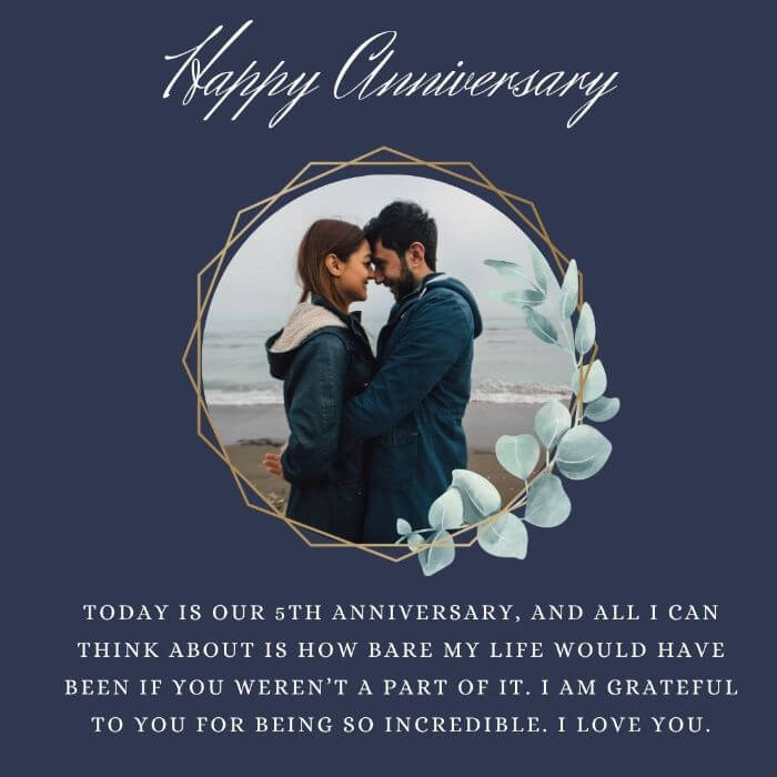 Happy 5th Wedding Anniversary Wishes for Wife and Husband