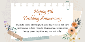 Happy 5th Wedding Anniversary Wishes for Him, Her and Couples