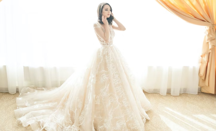 Chiffon Rosette Wedding Gown