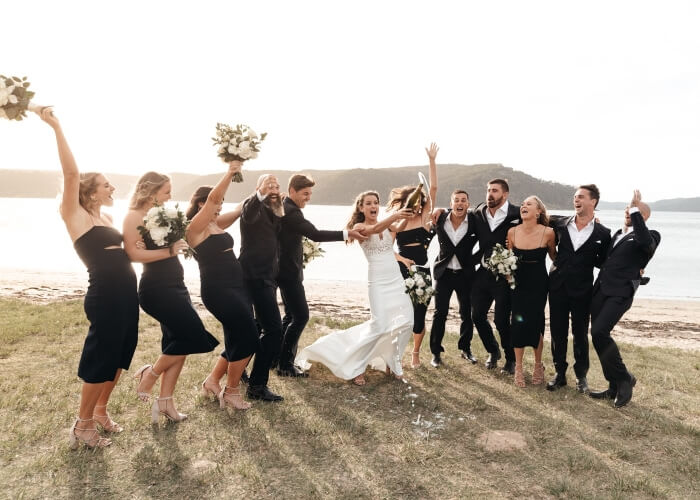 Australian Wedding Couple with Their Friends Enjoying