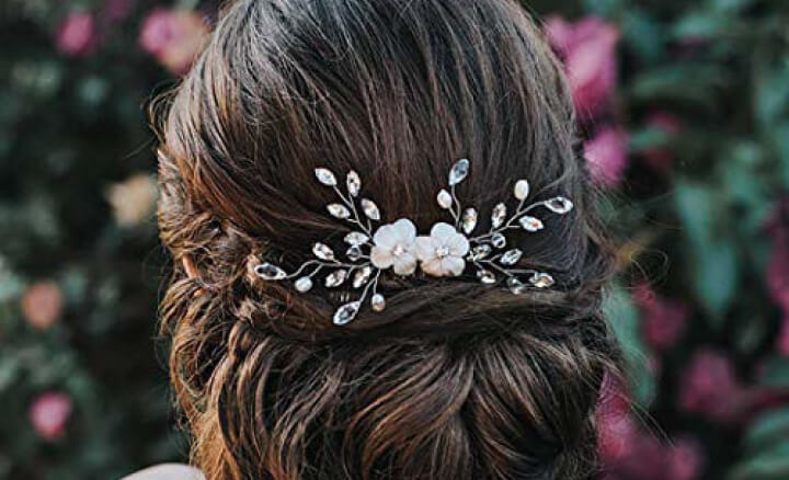 Personalized Starry Lace & Silver Bridal Hair Comb