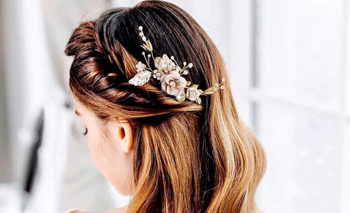 BRIDAL Wedding Hair Brooch flower and pearl work Clip Bridal Hair Comb  Rhinestones Wedding Hair Accessories