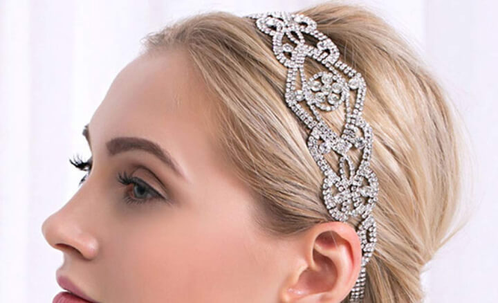 Crystal elastic wedding headband