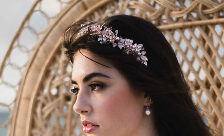 Rose Gold Crystal Embellished Tiara