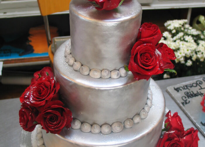 3 Tier Silver Chocolate Cake