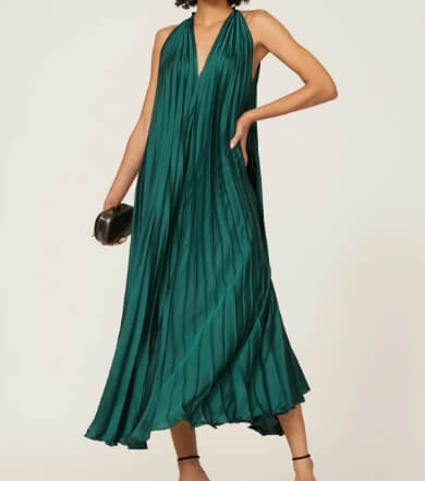 TOME Collective Pleated Halter Dress in Green