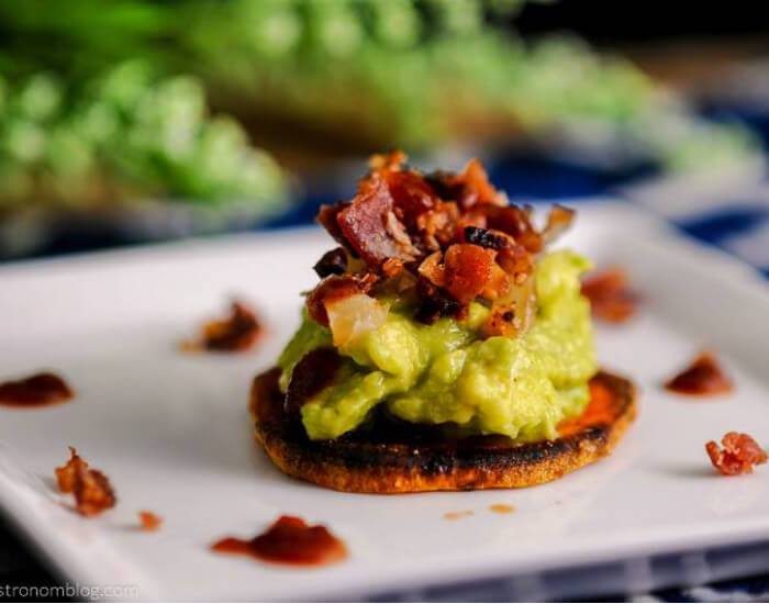 Sweet Potato Bites with Avocado and Bacon