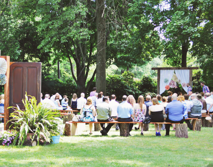 Tree stump ceremony seating