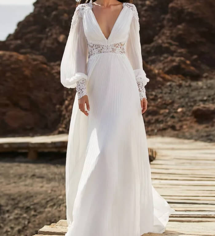 Boho wedding dress with sleeves