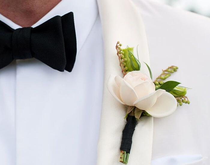 Cream Rose With Greenery Boutonniere