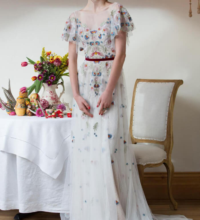 Feminine floral wedding gown