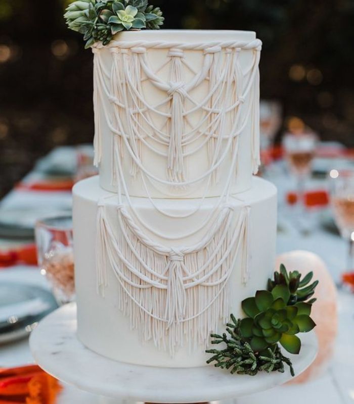 Modern boho wedding cake