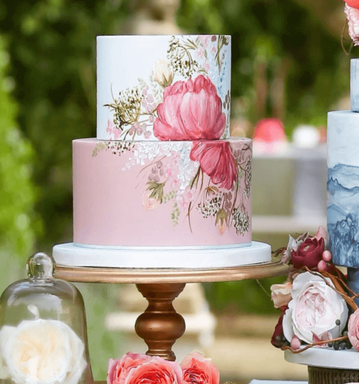 Painted boho wedding cake