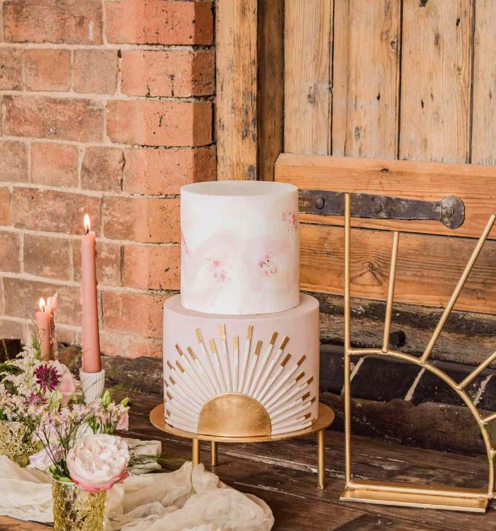 Sun into a boho wedding cake