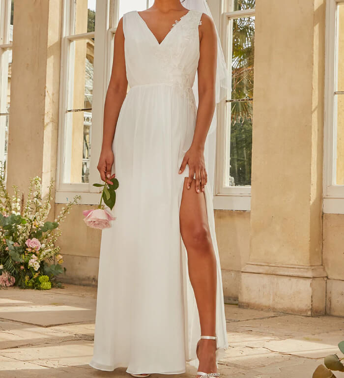 V neck maxi wedding dress