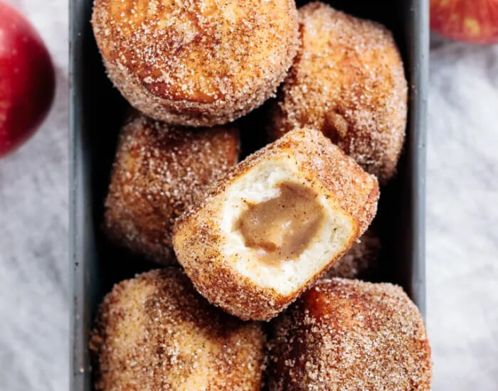 Vegan Apple Butter-filled Cinnamon Sugar Doughnuts