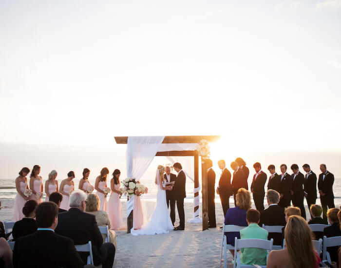 A sunrise wedding ceremony