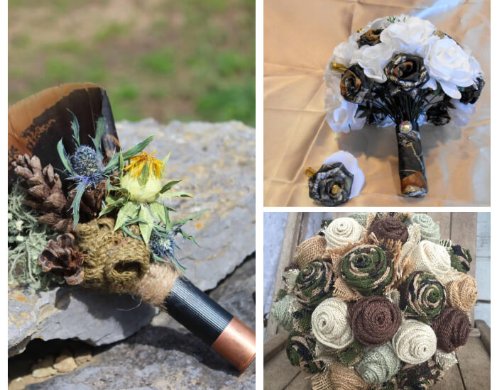 Camouflage Wedding Bouquets and Boutonnieres