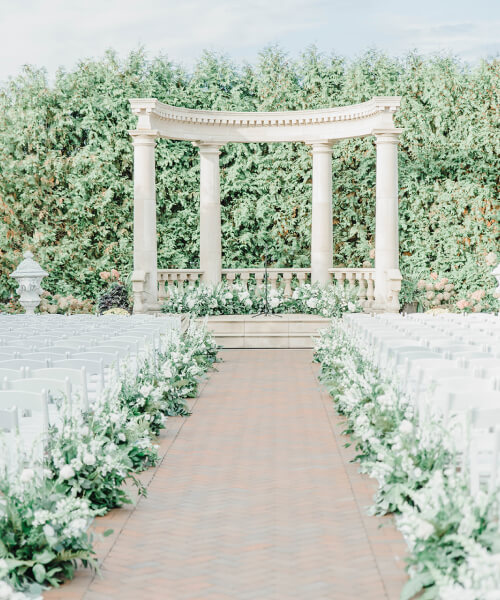 Larkspur wedding aisle decor