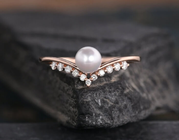 Pearl engagement ring