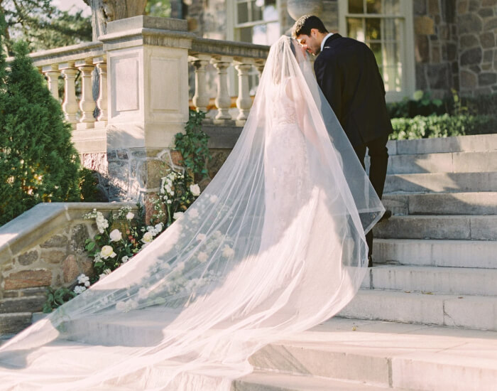 Wearing a wedding veil