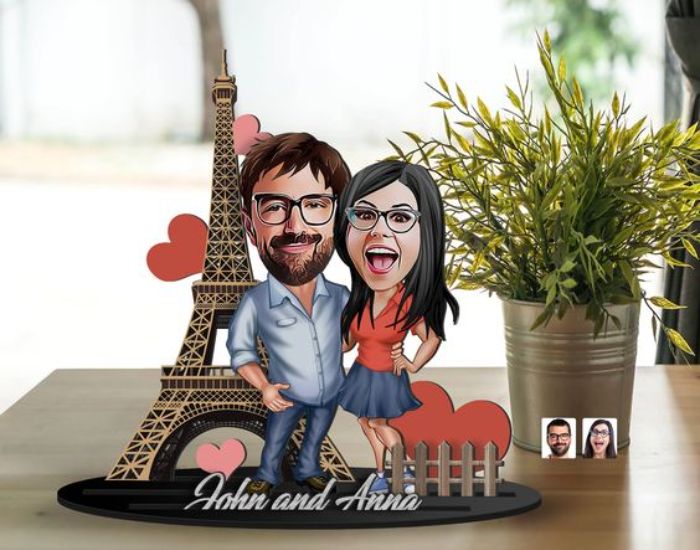 Personalized Caricature with Wooden Stand