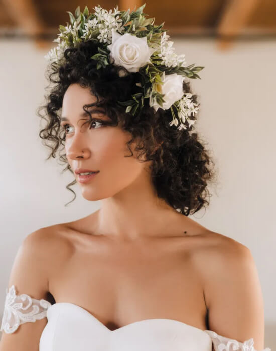 Wedding Updo with Flower Crown