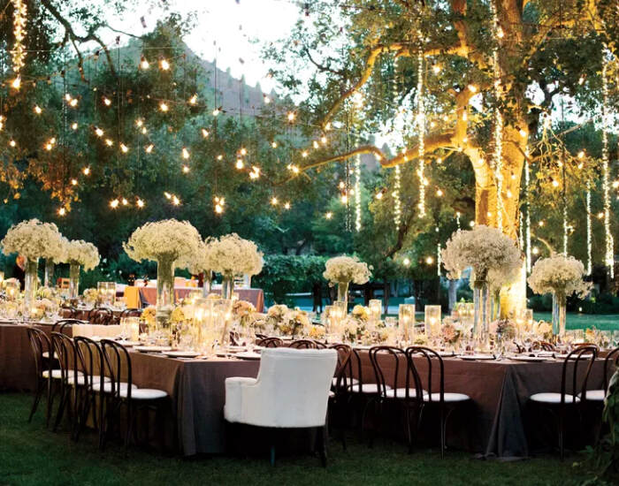 Magical Lights-Themed Wedding Cocktail Party Decor