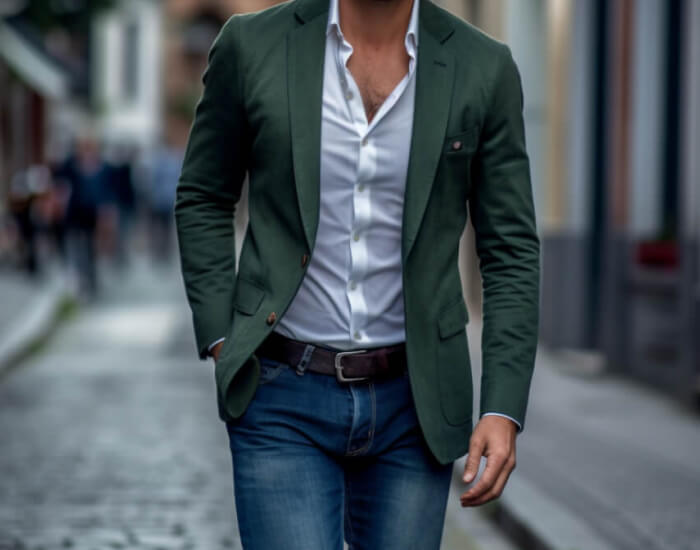 Sage Green Blazers with Jeans