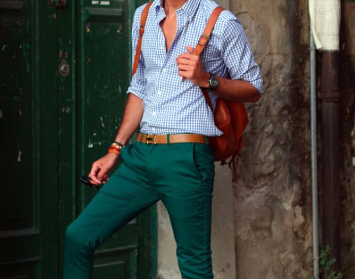 Sage Green Trousers and Patterned Shirts