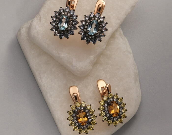 Bridal Earrings with Dark Sapphire Studs